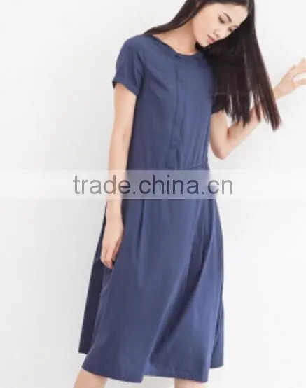 Asymmetric Placket Dress /Women's Cotton Skirt photo-2