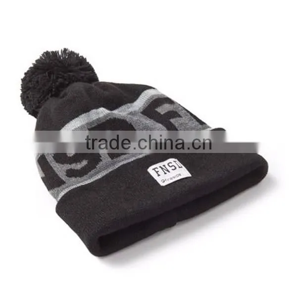 Acrylic Custom Knitted Pom Beanie Hat With Custom Label photo-3