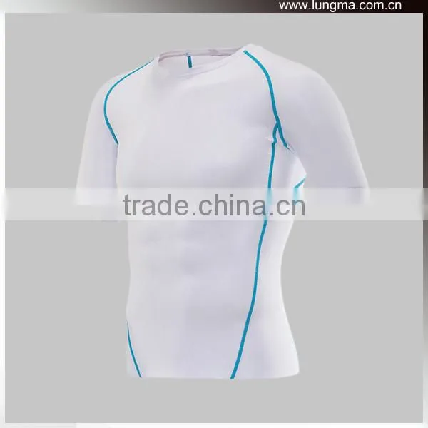 (New Arrival) Seamless Sports Compression Wear Short Sleeve Shirts,Printed Rush Guard For Triathlon/Performance Training photo-4