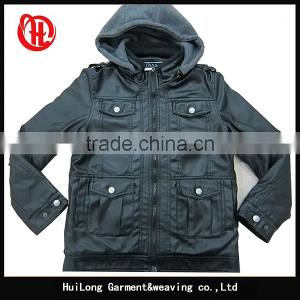 Children pu Leather Clothing Bomber Boy's Winter Jacket photo-4