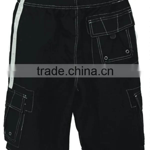 Three Pocket Simple Men Casual Board Shorts With Rope photo-4