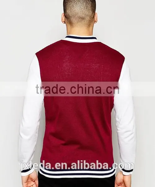 Knitted Burgundy Baseball Jacket, Stylish 3XL Coat Men photo-3