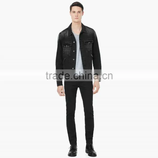 Life Casual Wear Denim Black Jacket Fashion Design for Men photo-2