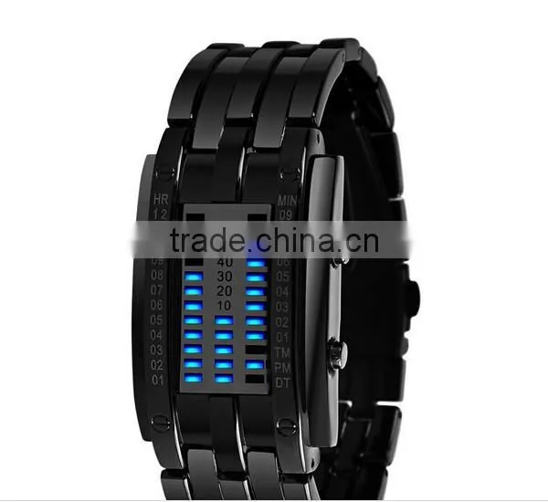 HOT Tungsten Steel Watches Men Binary LED Watch Sport Clock Outdoor Fashion Watch Calendar Luxury Digital Lovers Watch Pair photo-3