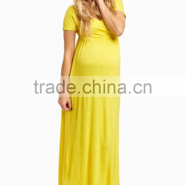 Wholesale Solid Color Short Sleeves Maternity Maxi Dress Long Dress 2016 photo-2