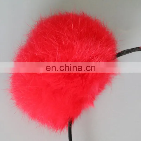 Handmade Fur Pompom Hair Accessory Top Grade Rabbit Fur Ball Hair Bands photo-3