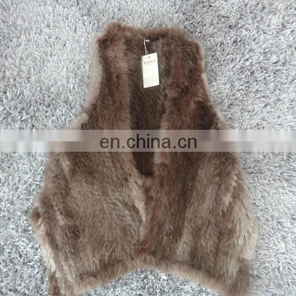 Fashion Classic Women Knitted Sleeveless Asymmetrical Beaver Fur Vest photo-2