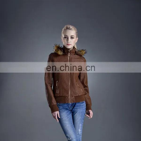 High Quality Jacket With Cap PU Leather Women Cool Beautiful Jacket