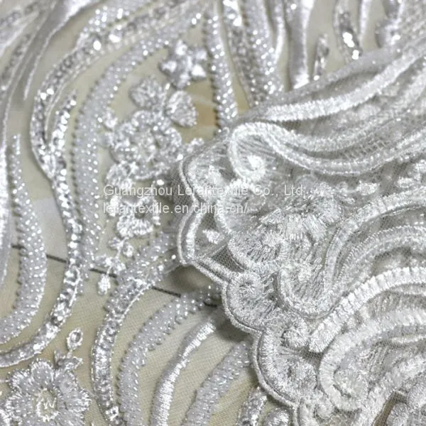 Factory Direct White Wedding Decoration and Textured Wedding Dress Fabric photo-4