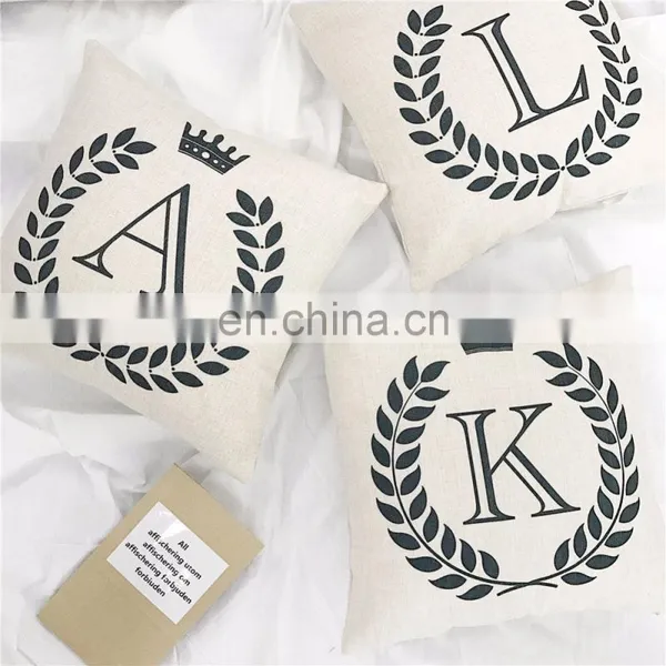 The Letter Cotton Linen Plain Custom Printing Cushion Covers photo-5