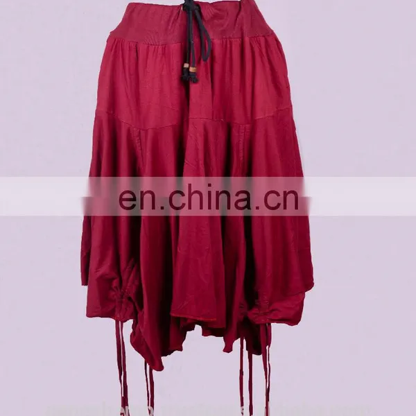Firebrick Shade Long Skirt With Lace Waist HHCS 137 C