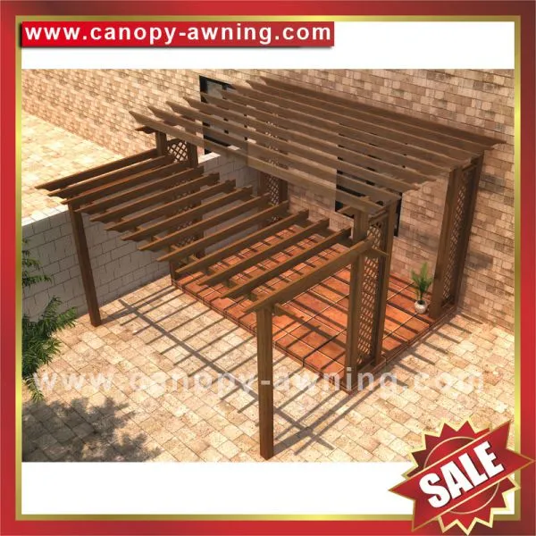 Outdoor Sunshade Wood Look Aluminium Alu Aluminum Metal Gazebo Grape Trellis Pergola Shelter Canopy Supplier photo-3