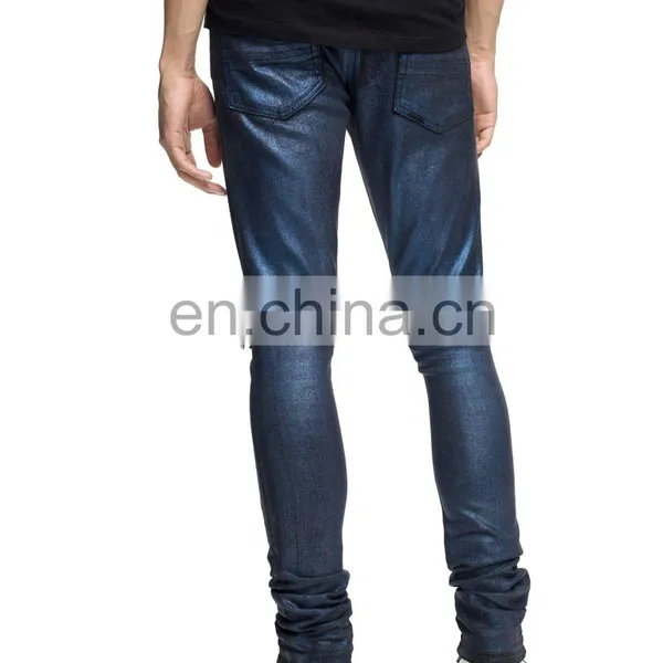DiZNEW Fashion Purple Wax Denim Mens Ripped Hemp Jeans Men photo-4