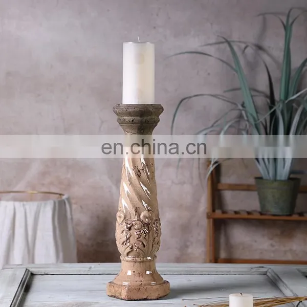 Wholesale Vintage Home Decoration Piece Hotel Custom Cheap Cement Antique Candle Stand Holders photo-5