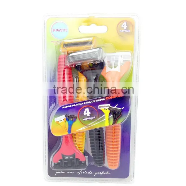 TRIPLE Blade Rubber Handle Shaving Razor photo-5