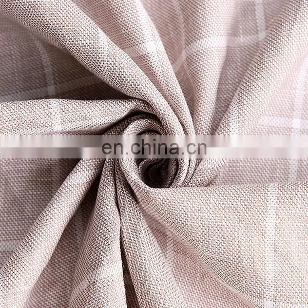 Stock Yarn Dyed Weave Suit Garments Fabric Cotton Linen Plaid Blend Fabric photo-3