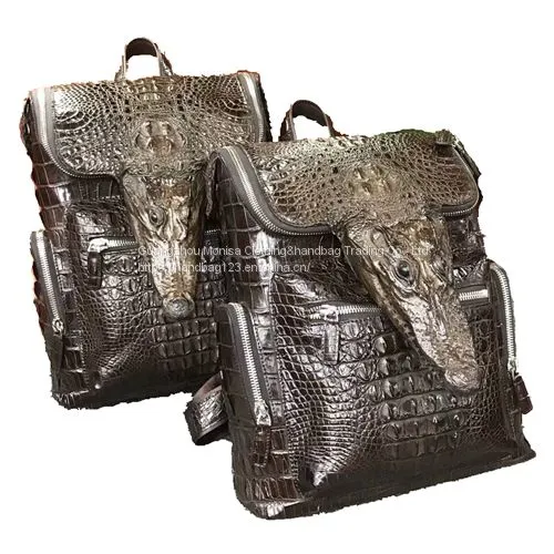 Crocodile Leather Men's Backpack Large Capacity Business Casual Computer Backpack photo-2