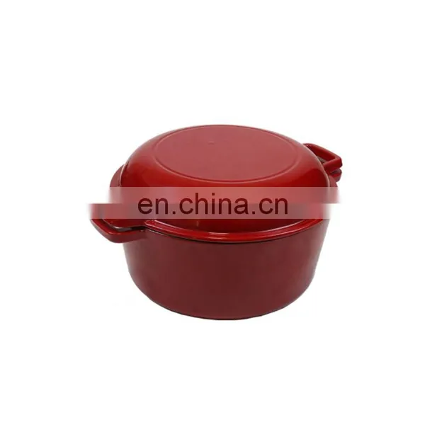 5-QT 2 in 1 Cast Iron Cookware, Double Dutch Oven Casserole Pot photo-4