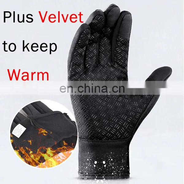 Cheap Waterproof Winter Warm Touch Screen Gloves Other Sports Bicycle Cycling Gloves In Black photo-5