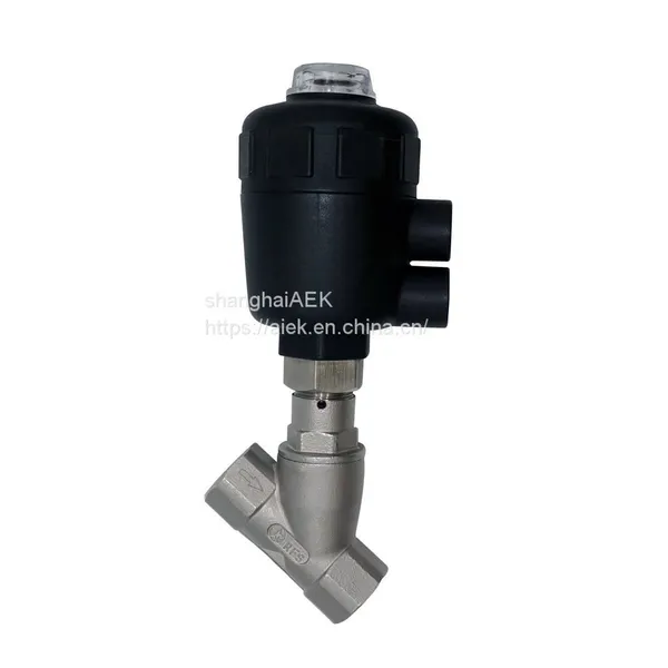 2/2 Way Piston Operated Double Acting Stainless Steel Air Control Angle Valve Thread Pneumatic Angle Seat Valve