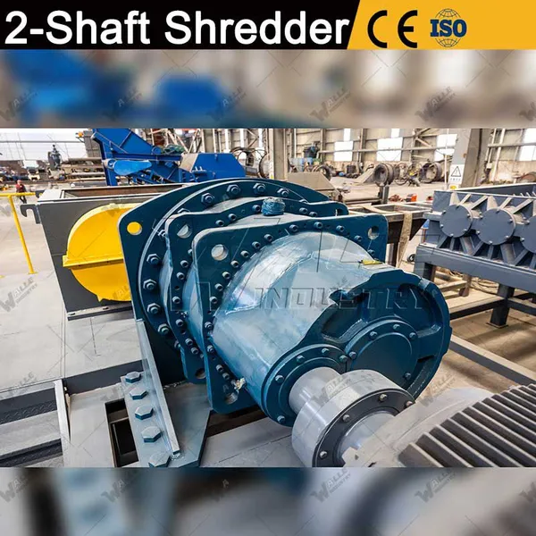 Double Shaft Automatic Electronic Control Waste Plastic Lump Block Metal Paper Tire Wood Shredder Machine