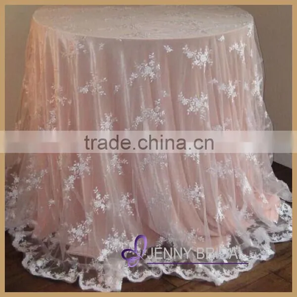 TL002P1(5) Factory Outlet Cheap Wedding White Embroidered Lace Table Overlays photo-5
