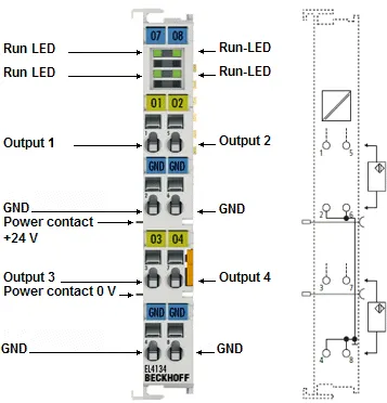 Beckhoff EL4134 EtherCAT Analog Output Terminal 4-Channel Current Output Module 0-20mA 16-Bit Industrial Automation I/O photo-2