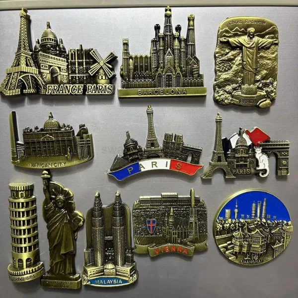 Wholesale Price Personalized Tourist Souvenir Barcelona Malaysia Twin Towers Brazil Jesus Vienna France Paris Custom 3D Metal Fridge Magnet Factory