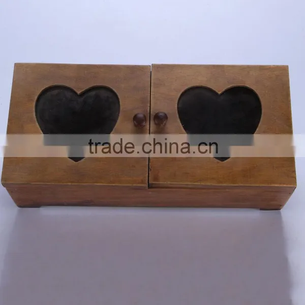 Unique Painted Storage Wooden Box Wooden Crate With Glass Set of 2 photo-2