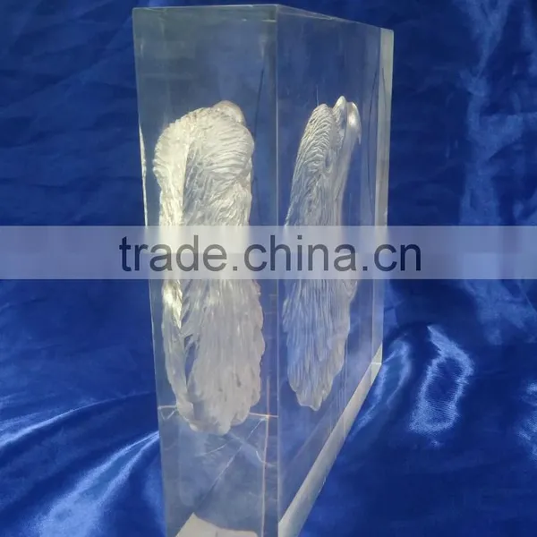 3D Laser Carving Eagle's Heart Acrylic Art Block Display Animal Style Thick Paperweight photo-4