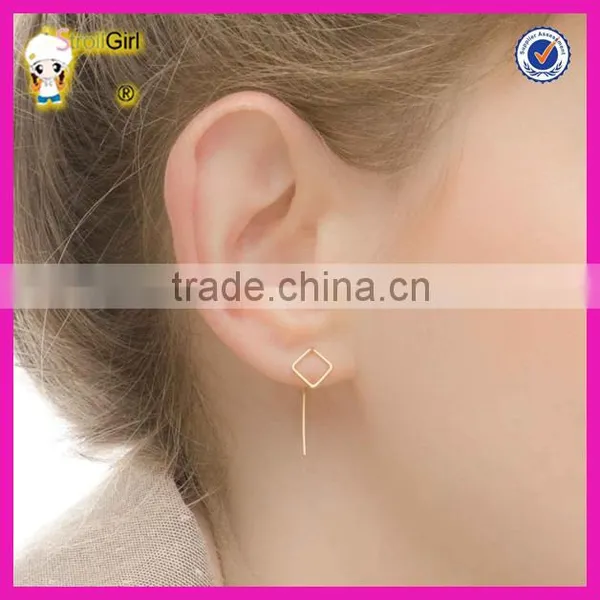Wholesale Gold Plating Square Earrings, Women Square Ear Jacket, Minimalist Ear Cuff photo-3