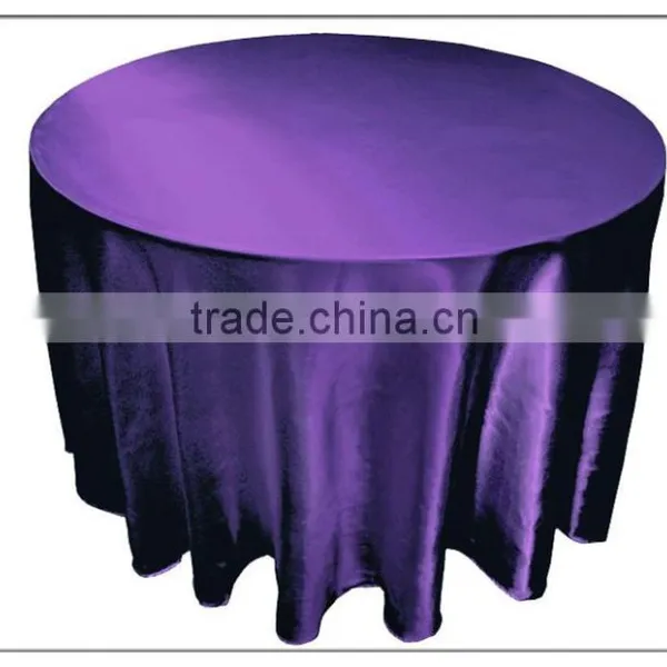 Elegant Purple Color Satin Plain Round Table Cloth