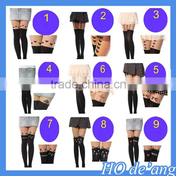 Hogift 2016 Hot Selling Japanese Harajuku Stitching Stockings Pantyhose Girls Tattoo Stockings photo-2