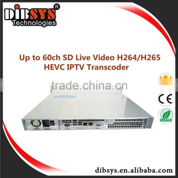 High-quality,high-efficiency Performance Required for Live Video SD Mpeg2/h.264 to Hevc Transcoder 60 Channels