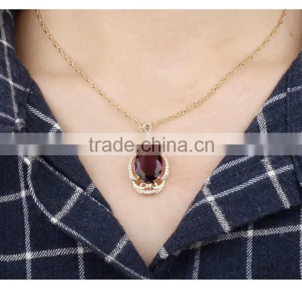 Wholesale Fashion Jewelry 18k Gold Plated Glass Stone Pendant With Ruby photo-5