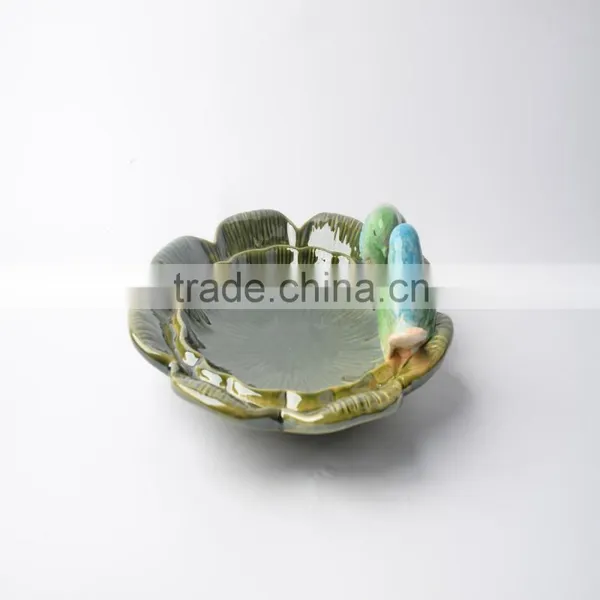 Ceramic Flower Plates With Pigeon Bird photo-2