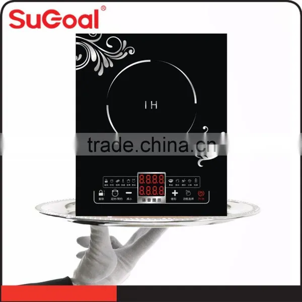 2016 Home Appliance 2000W Copper Coil Black Glass Crystal Electric Induction Stove photo-2