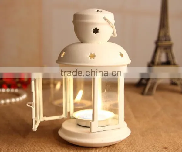 Zakka Iron Candle Holder European Star Ornaments Hanging Wrought Iron Lantern photo-3