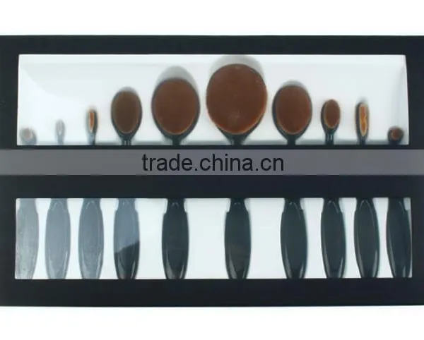 10 PCS Oval Makeup Brushes Set Synthetic Hair Professional / Full Coverage Plastic Face / Eye / Lip MAKE-UP FOR YOU 10 PCS O photo-2