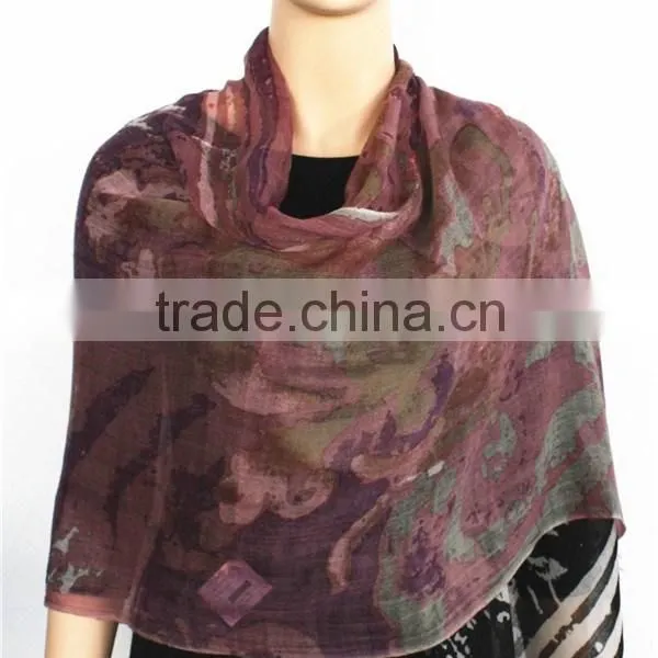 Printed Wool Scarf With Fringe photo-2