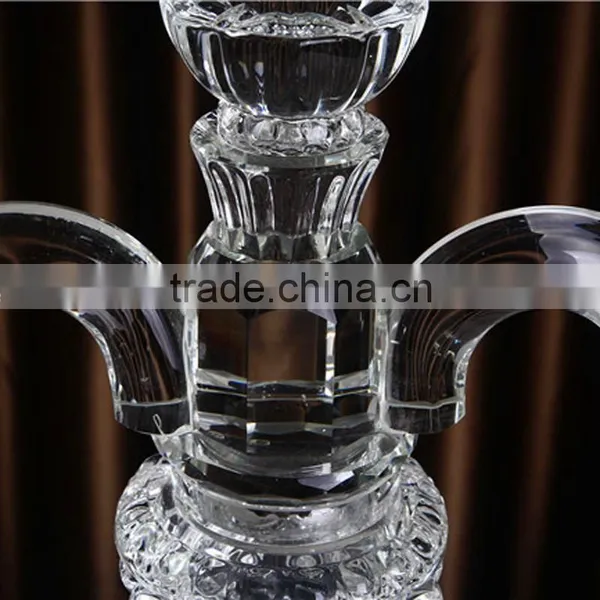 2 Arms k9 Crystal Pink Engraved Base Candle Holder photo-6