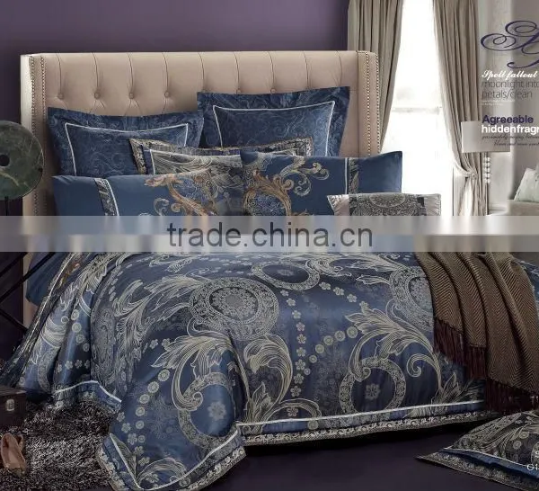 Classic Blue Duvet Bedding Set Jacquard Bedding Sets Cotton Bed Sheet Quilt Cover Pillow Case