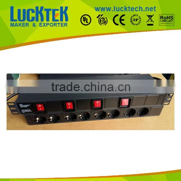 19 inch rear facing rack mount Switched aluminum power rail