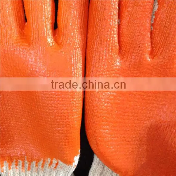 High Quality 7g Orange Natural Rubber Palm Coated Cotton Safety Glove photo-5