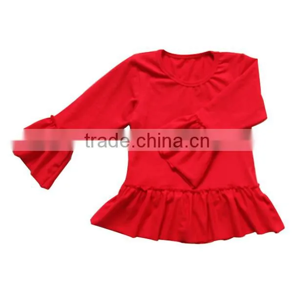 Wholesale 2016 Single Big Ruffle Sleeve and Hem Girls Colorful Baby Girls Shirts Boutique Fall Season Baby Tee Shirts photo-6