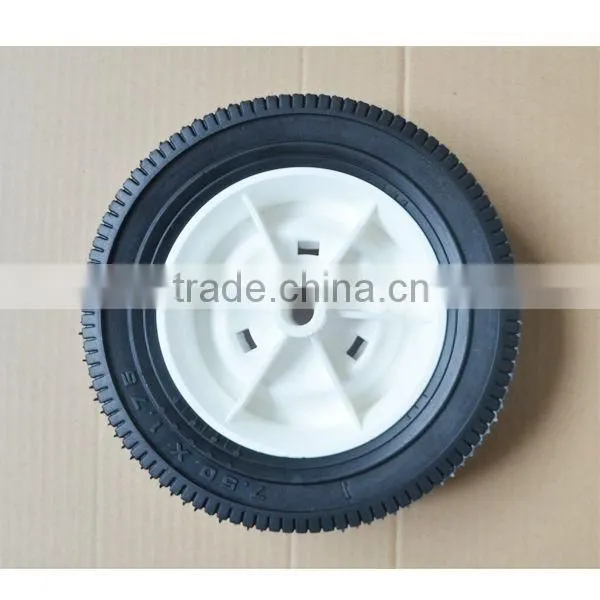 Semi Pneumatic Rubber Wheel 7.5x1.75 Bar White Plastic Rim photo-2