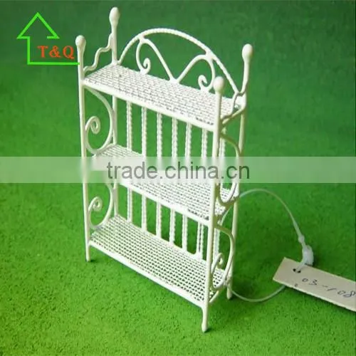 White Metal Dollhouse Plant Shelf, Dollhouse Patio Set, Miniature Furniture
