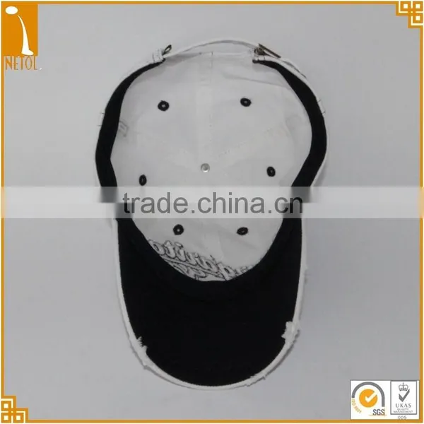 Wholasale Custom Unisex Distressd White Unstrctured Curved 3D Embroidered 6-panel 100%cotton Baseball Cap photo-4