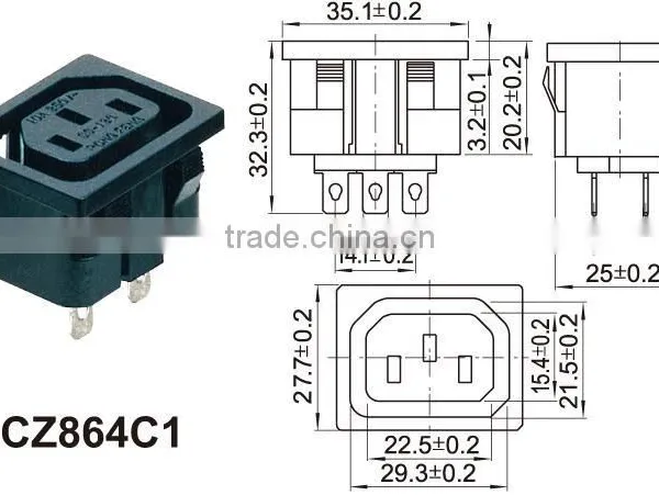 IEC Certificated Abs Universal Power Extension Socket,High Quality Female dc Power Jack,dvi Mini dc Power Connector photo-3