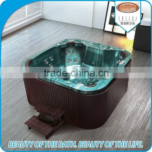 Free Standing Outdoor Computer Control Hot Spa Bathtub With Colorful Led